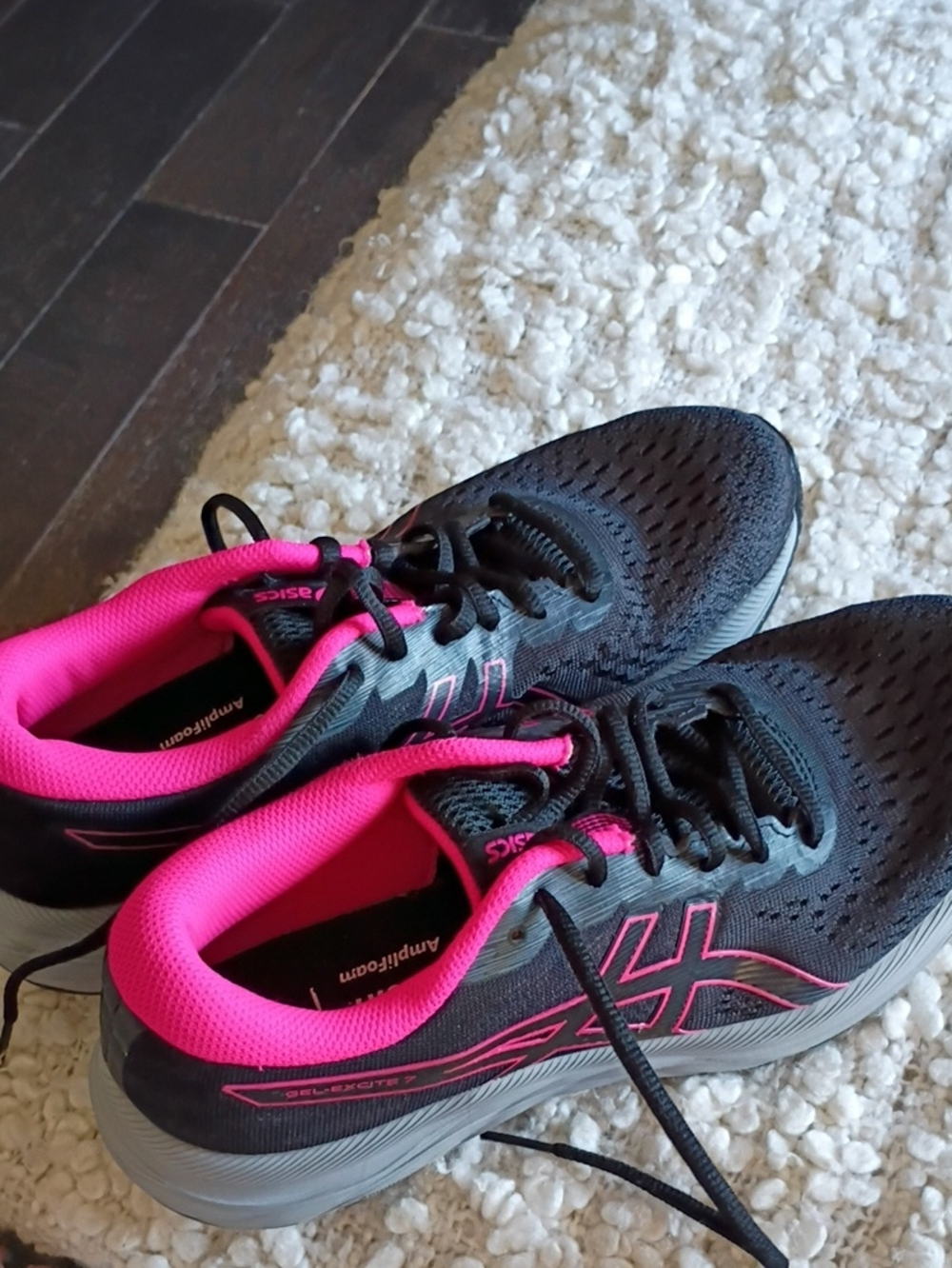 Asics Black and Hot Pink Women's Running Sneakers